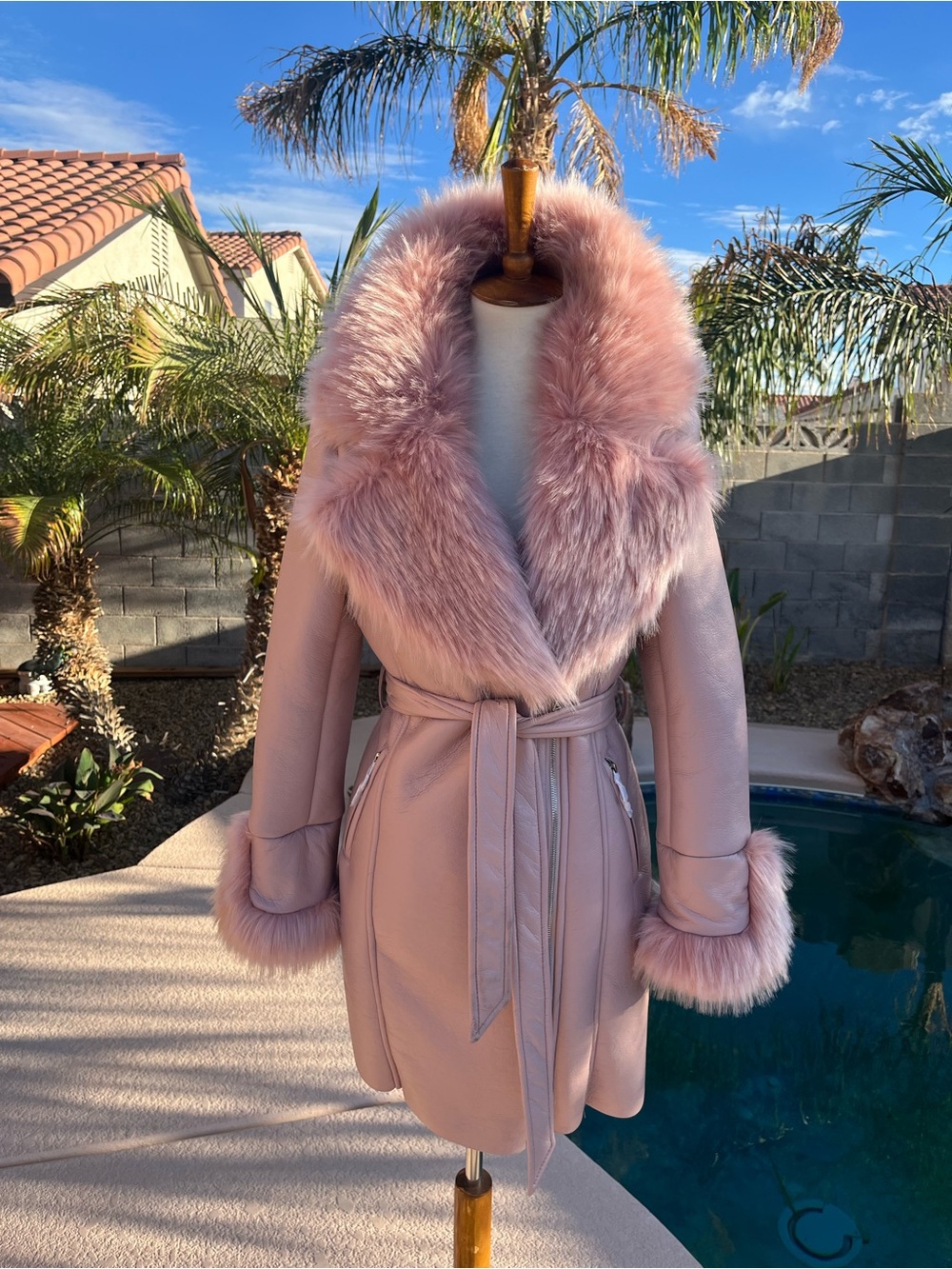AKIRA Label Maple Faux Fur Lined Trench Coat -